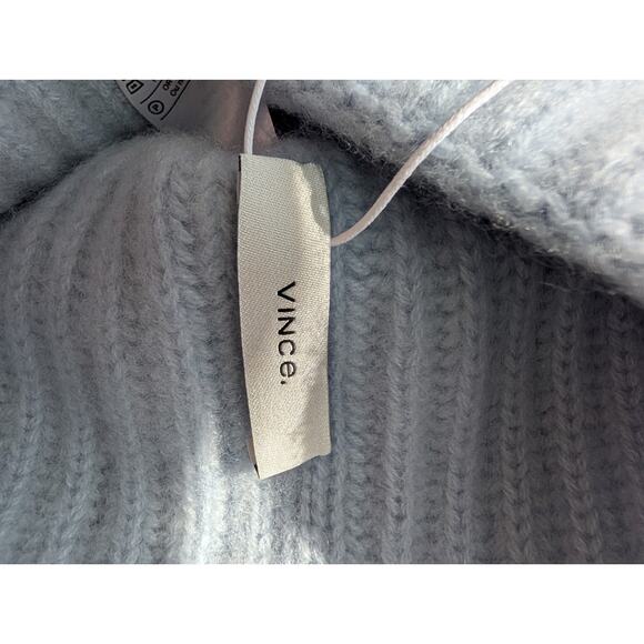 VINCE NWT $165 100% Cashmere Chunky Rib Beanie Hat in Light Tide Blue OS - Picture 6 of 16